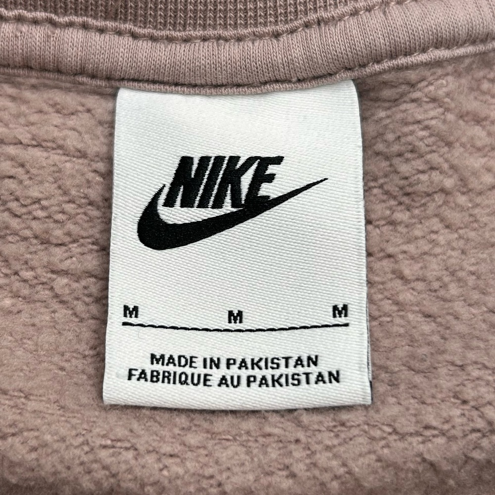 Nike Sweatshirt Womens Medium Pink Sand Center Swoosh Oversized Cropped Boxy - Picture 10 of 11